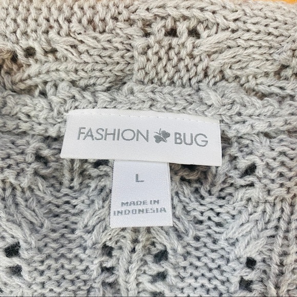 Size L | Gray Ruffle Knit Wrap Sweater - Picture 7 of 7